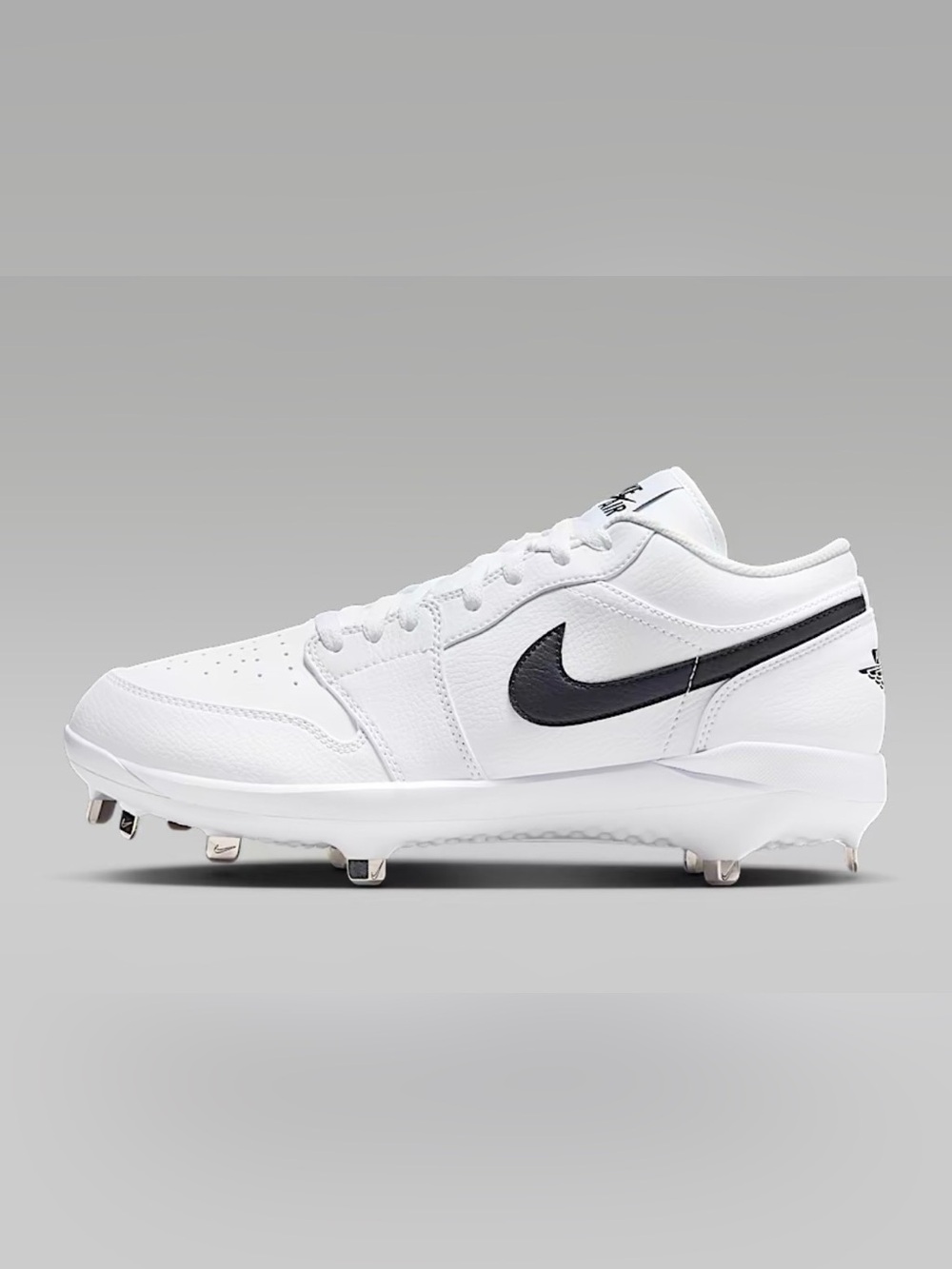 Nike Jordan 1 Retro Low Metal Baseball Cleats FV2270-101 White/White/Black 7.5